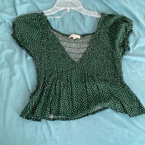 Green crop top with floral print